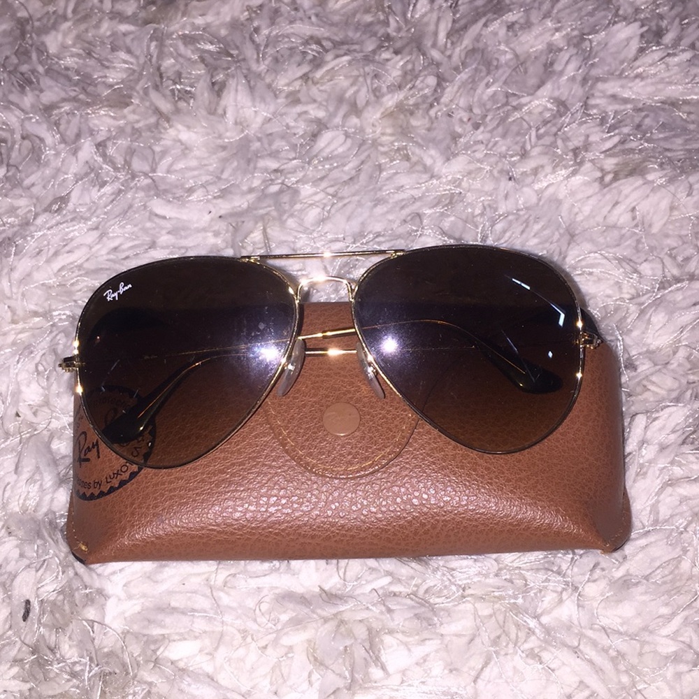 Rayban aviator large metal in brown fade and gold